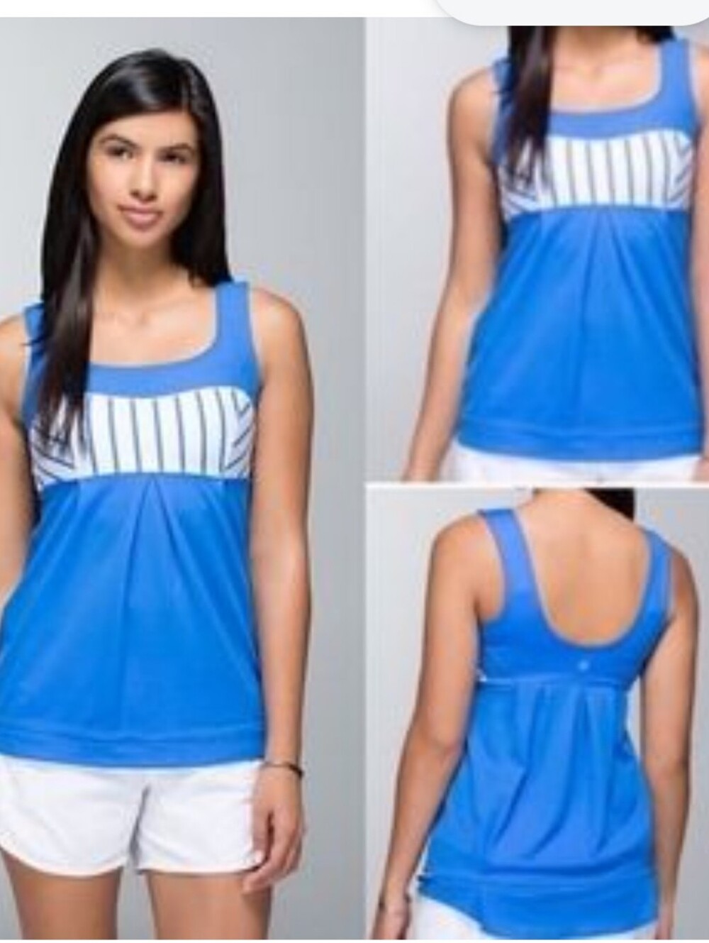 Lululemon Elevate Blue White Stripe Tank Top Size